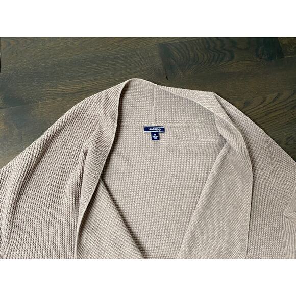 Lands' End Cardigan Open Front waffle knit pockets brown ~ 1X 16W- 18W - Picture 4 of 4